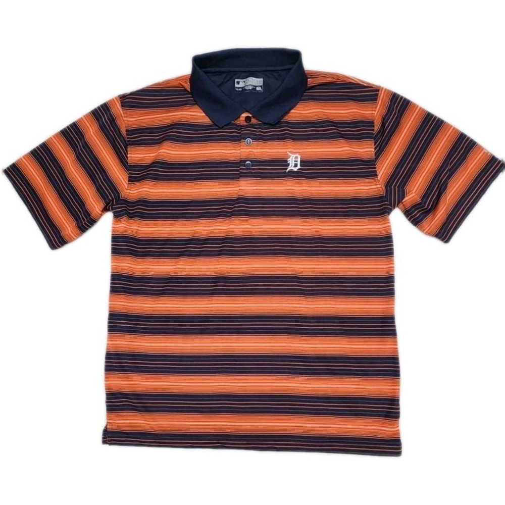 Detroit Tigers Polo Shirt Mens XL Orange Blue Short Sleeve True Fan Genuine MLB